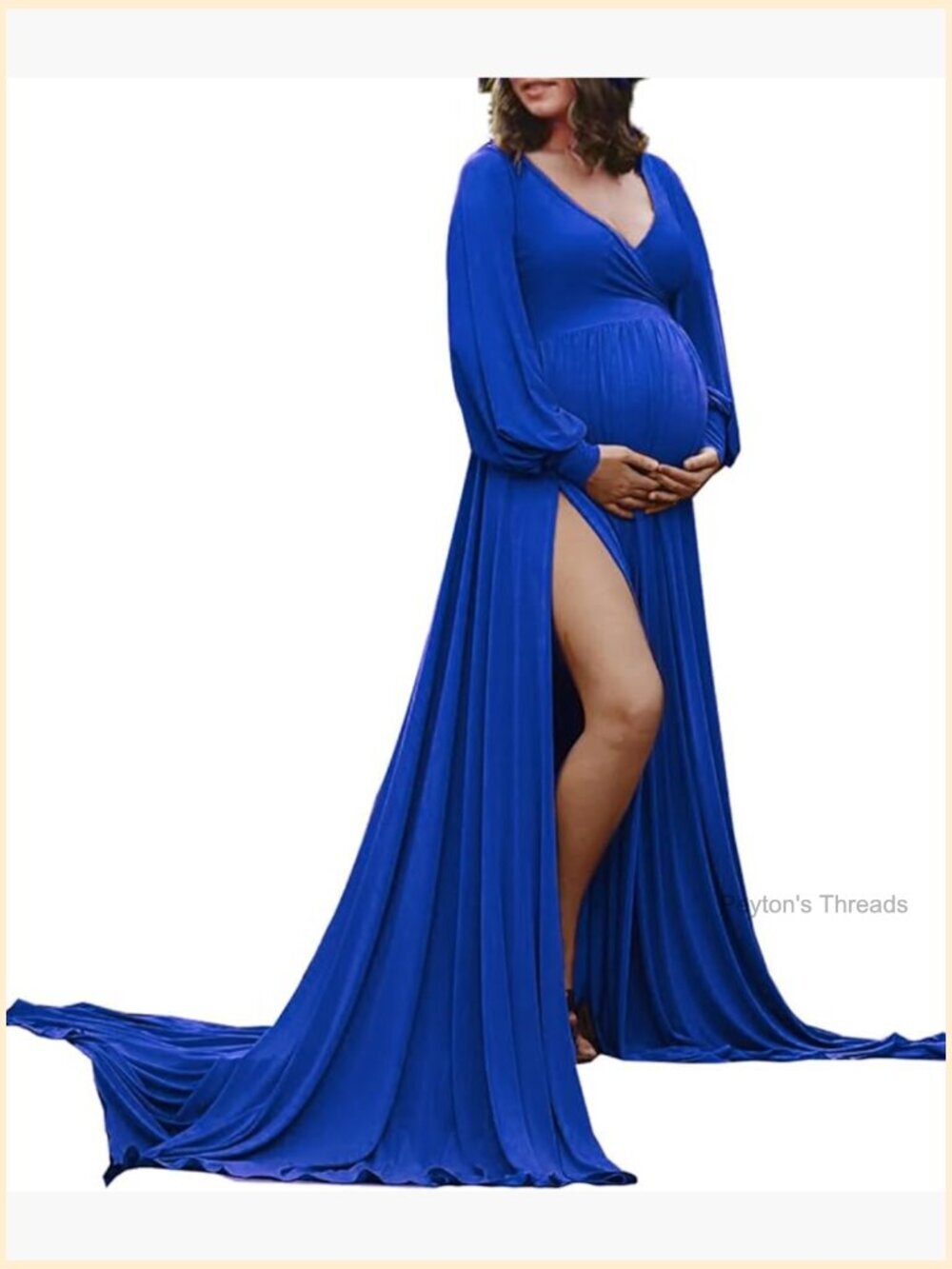 Long Sleeve Sweetheart Maternity Gown Maxi Dress Photoshoot